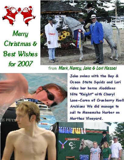 Jake swims with the Bay & Ocean State Squids and Lori rides her horse Aladdinns Nite (Knight) with Cheryl Lane-Caron of CranberryKnollArabians.com.  We did manage to sail to Menemsha, Marthas Vineyard.